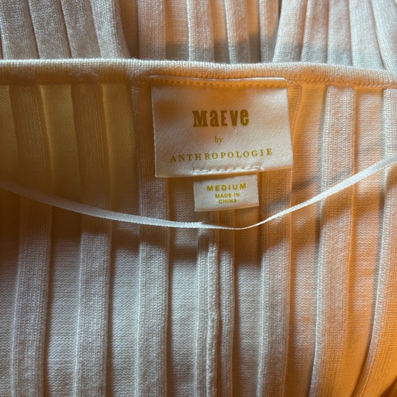 Maeve By Anthropologie Maris Midi V-Neck Sweater Dress Back Split Cream Size M - Picture 10 of 12